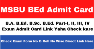 MSBU BEd Admit Card