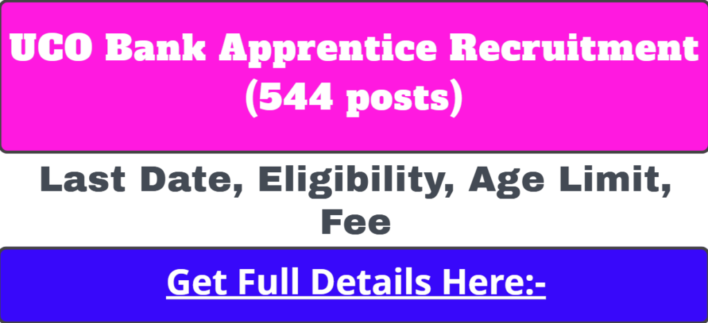 UCO Bank Apprentice Recruitment