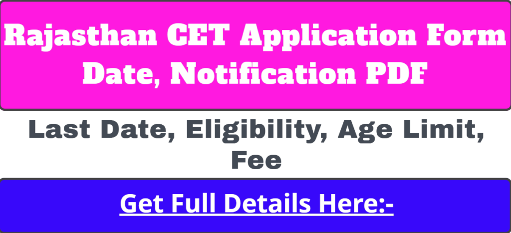 Rajasthan CET Application Form Date