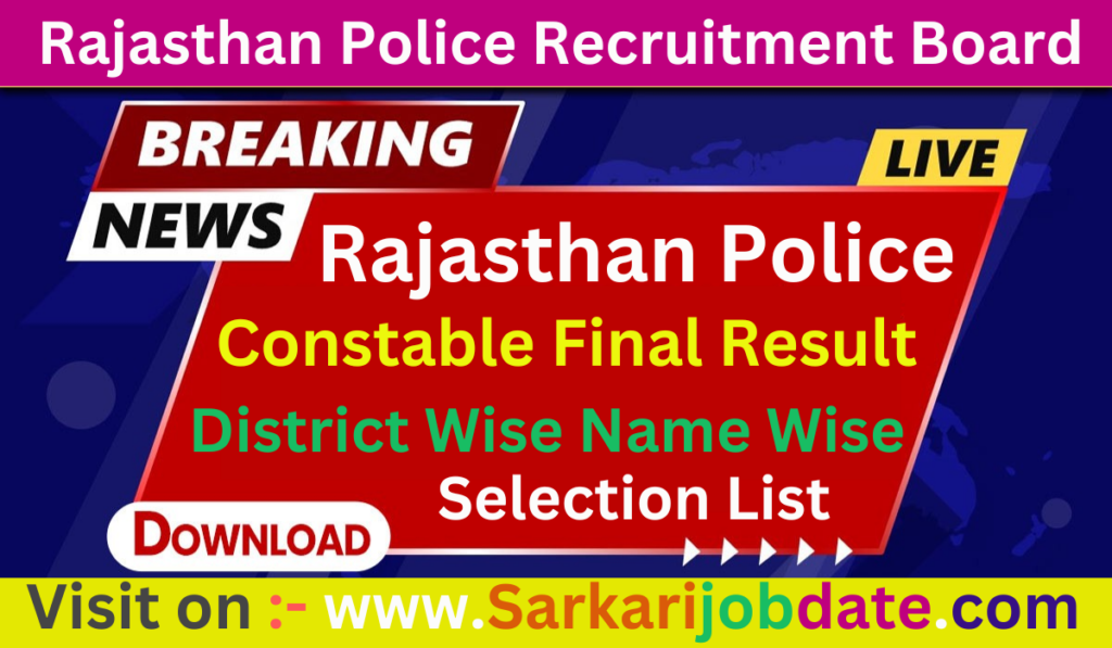 Raj Police Constable Final Result 