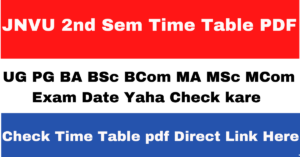 JNVU 2nd Semester Time Table