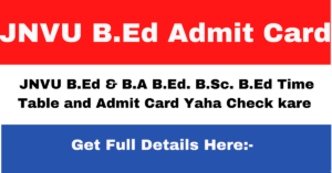 JNVU B.Ed Admit Card 