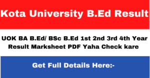 Kota University B.Ed Result