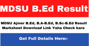 MDSU B.Ed Result