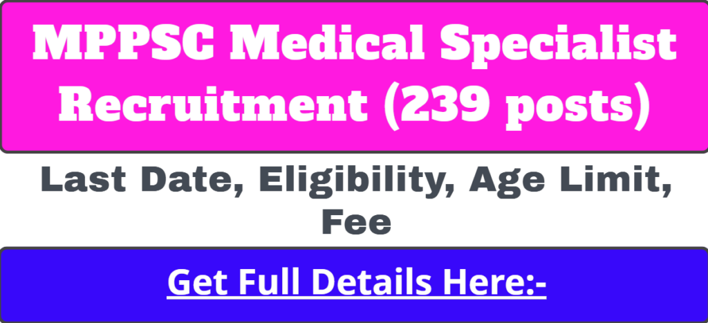 MPPSC Medical Specialist Recruitment