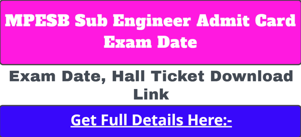 MPESB Sub Engineer Admit Card