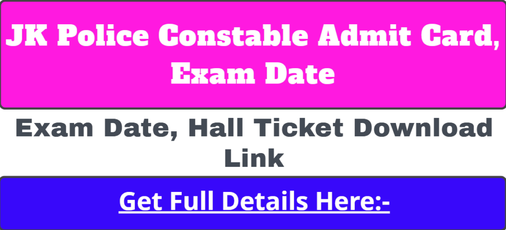 JKSSB Constable Exam Date Admit Card