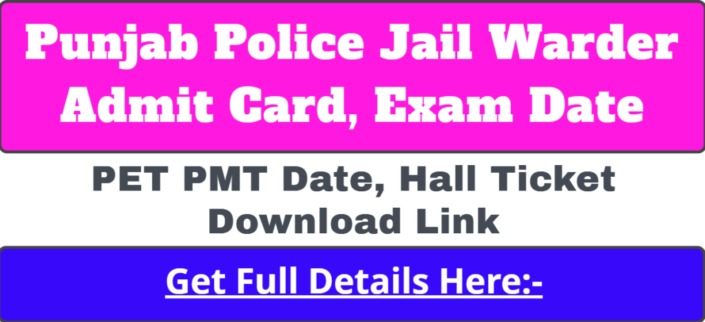 Punjab Police Jail Warder Admit Card