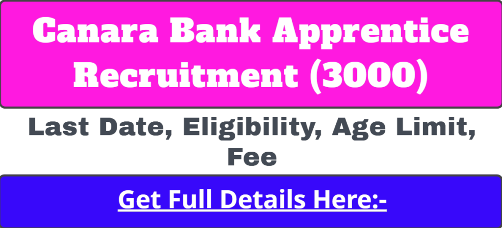 Canara Bank Apprentice Recruitment