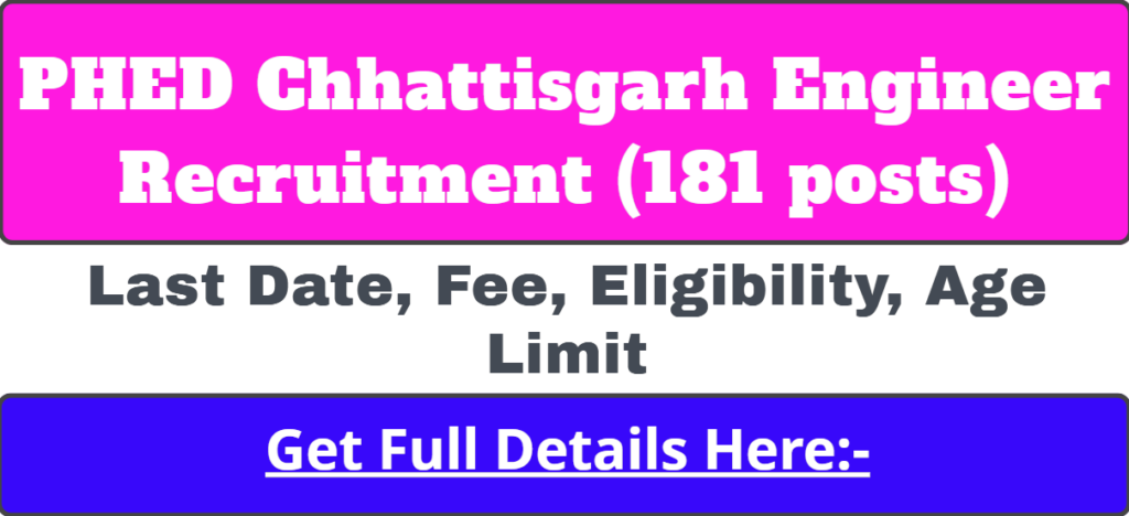 PHED Chhattisgarh Engineer Recruitment