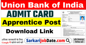 Union Bank of India Apprentice Admit Card