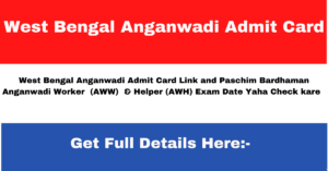 West Bengal Anganwadi Admit Card