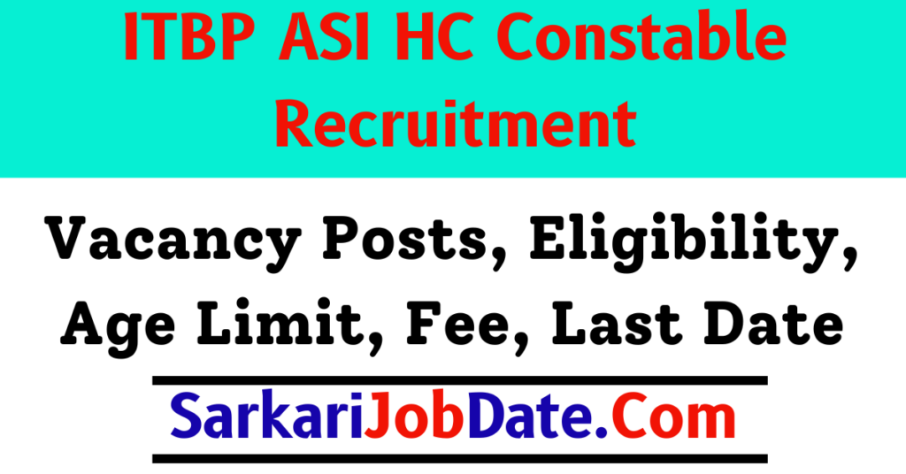 ITBP ASI HC Constable Medical Recruitment 2024 