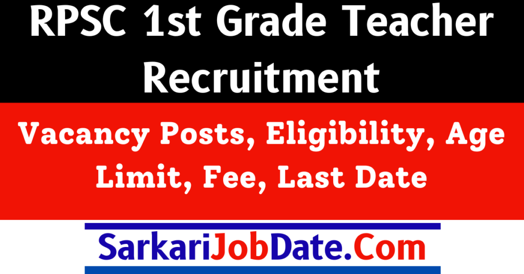 RPSC 1st Grade Teacher Recruitment 2024 School Lecturer 2202 Vacancy Posts Apply online