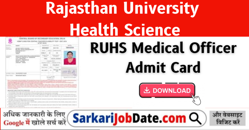 RUHS Medical Officer Admit Card 2024 Rajasthan MO Hall Ticket