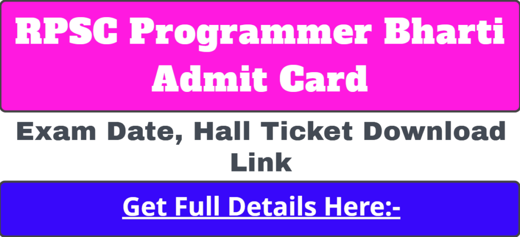 RPSC Programmer Bharti Admit Card