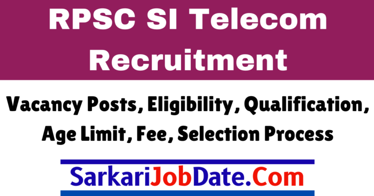 RPSC SI Telecom Recruitment 2024 Apply Online For 98 Posts