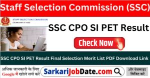 SSC CPO SI PET Result