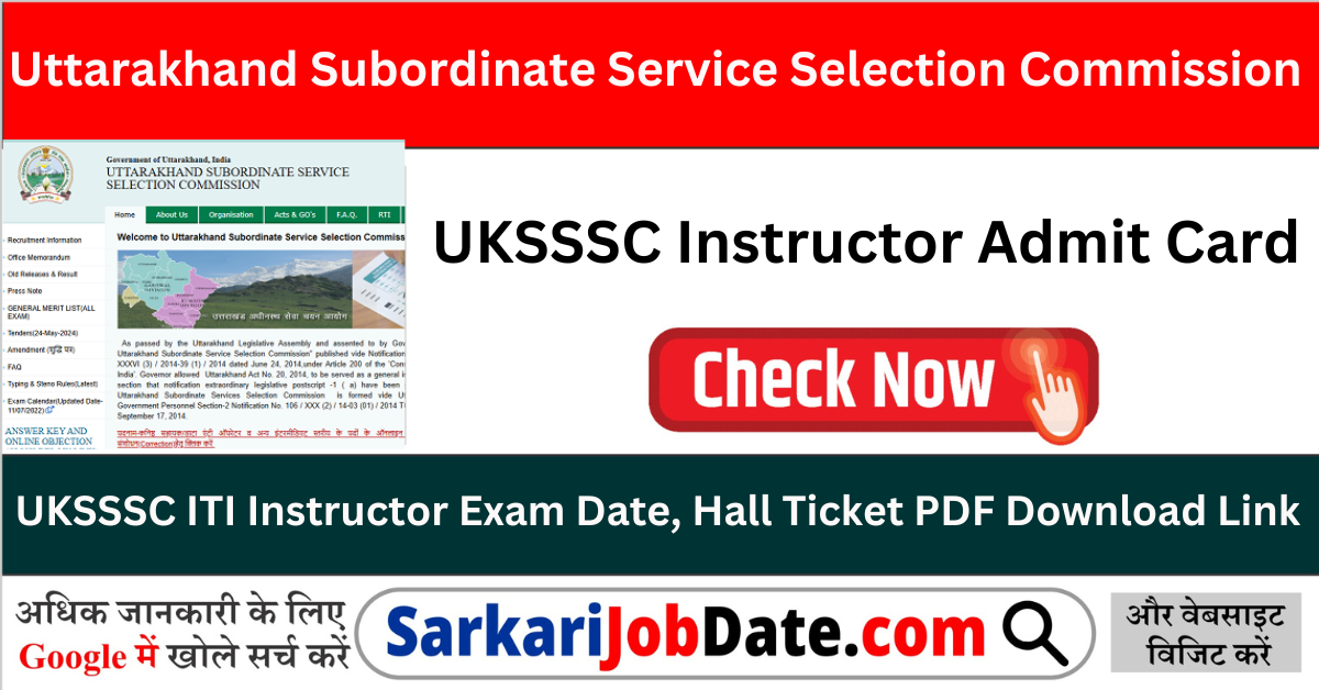 UKSSSC Instructor Admit Card