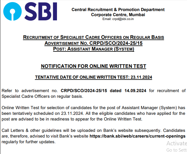 SBI SO Admit Card 