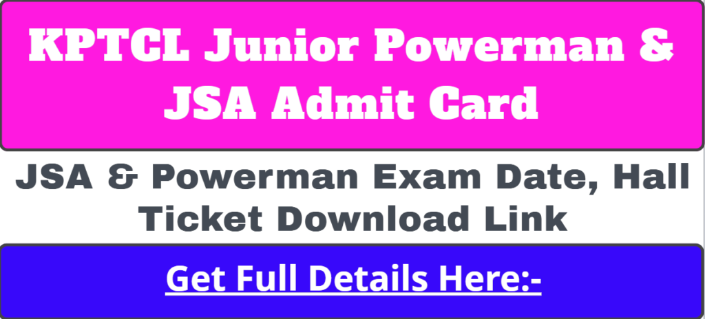 KPTCL Junior Powerman Admit Card